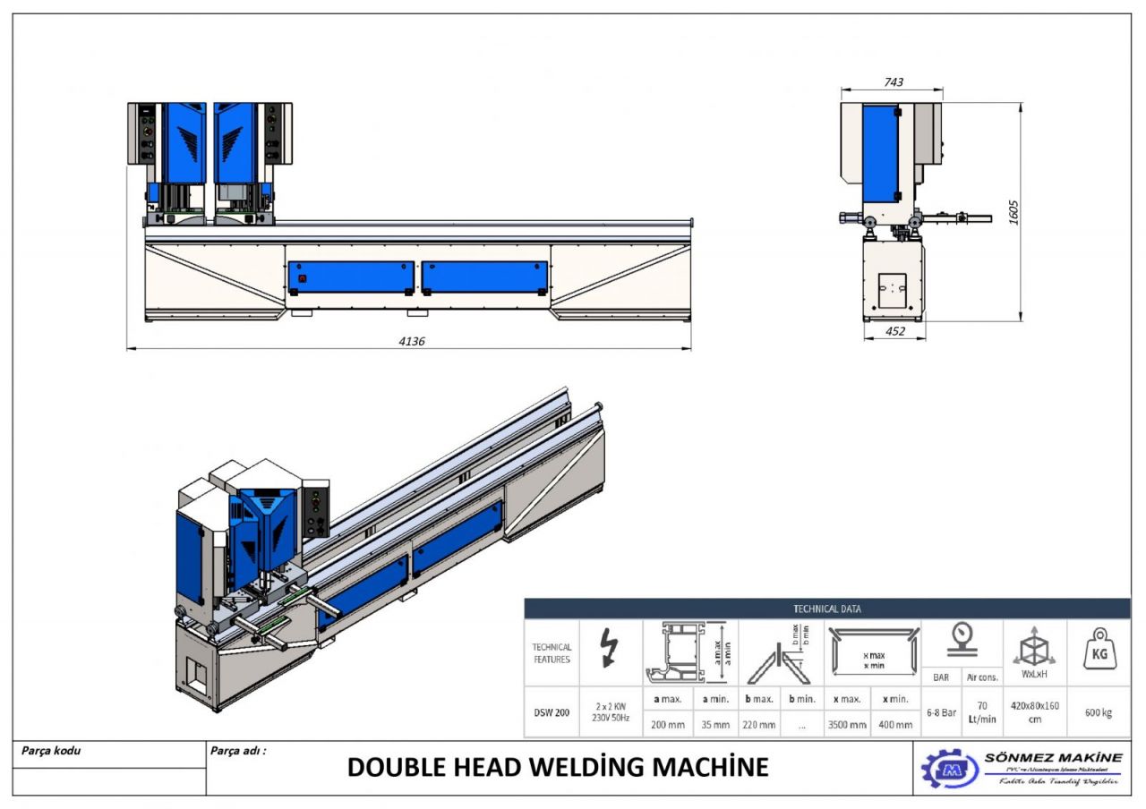 200&#039;Lk ift Kafa Kaynak Makinesi DWS-200