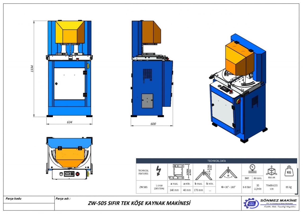 Sıfır Tek Köşe Kaynak Makinası ZW 505