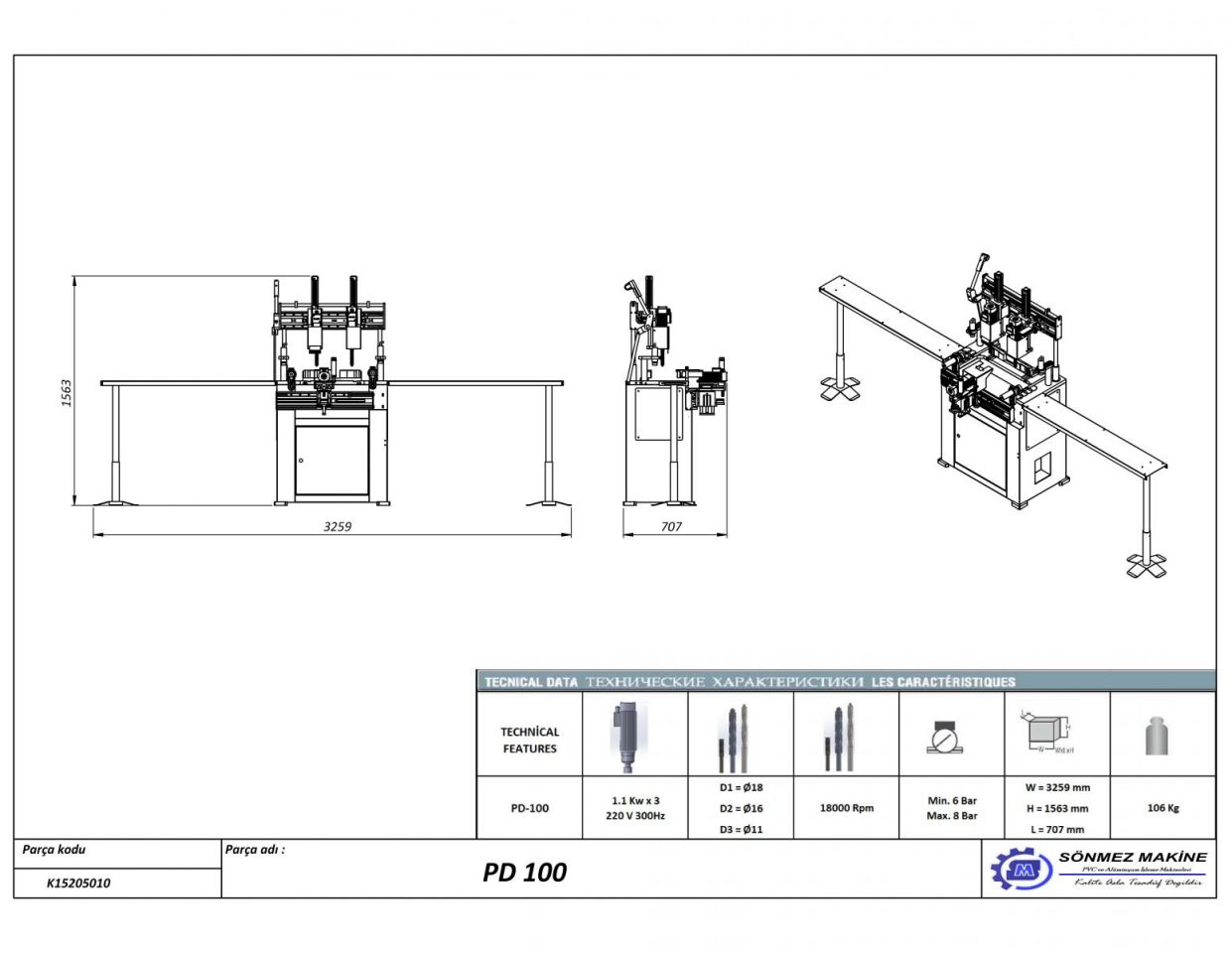 Kapı Kanat Kol Yeri Hazırlama Makinesi PD-100