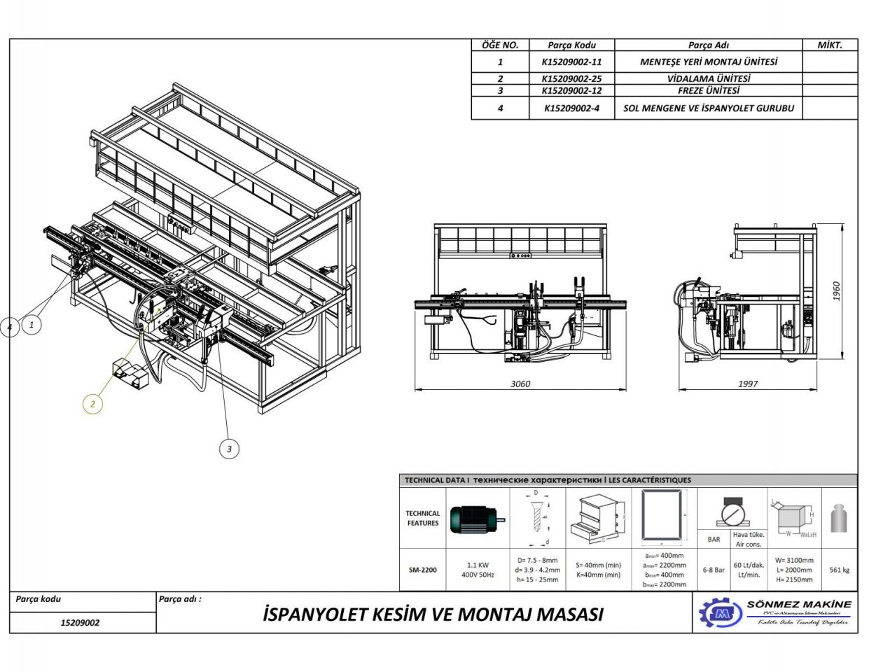 spanyolet Kesim Montaj Makinesi SM-2200