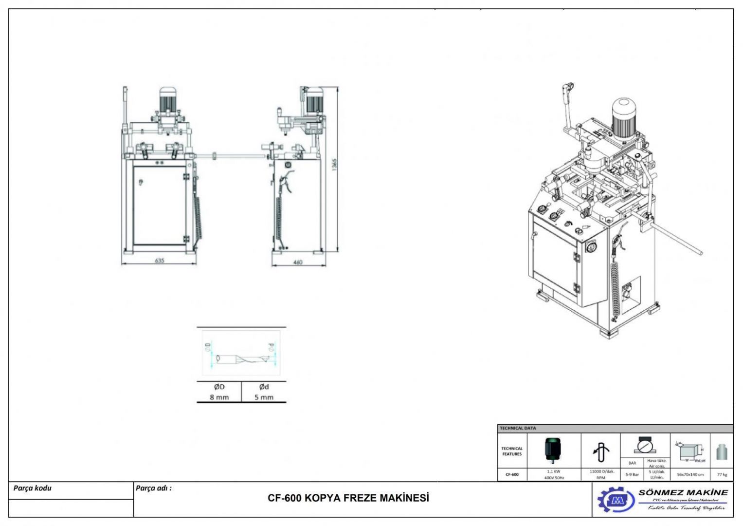 Kopya Freze Makinesi CF600-AL